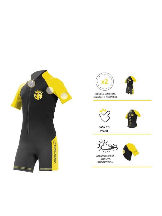 CressiSub Little Shark Kids Playsuit Wetsuit with Zip Black/Yellow 2mm