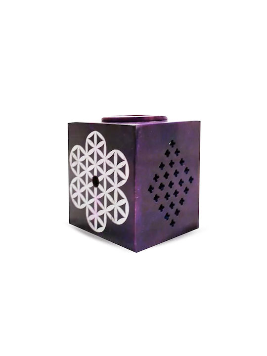 Aromatic Essential Oil Burner Soapstone Flower Life Violet XL 12cm