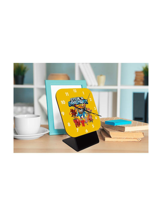 Koupakoupa Steal A Brainrot 67 Roblox Style Tabletop Clock with Indicators Wooden Yellow KP_33132_Clock Desk Square