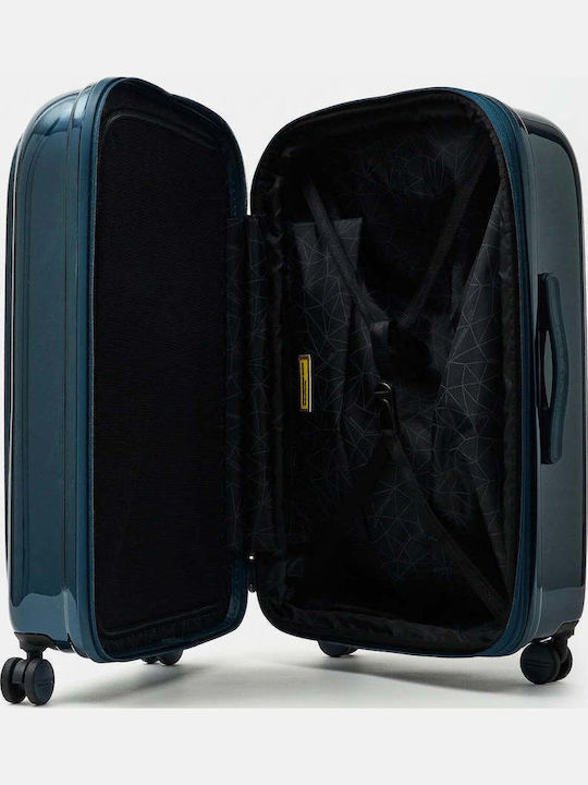 Mandarina Duck Logoduck Medium Blue Metallic Travel Suitcase with 4 Wheels Height 69cm