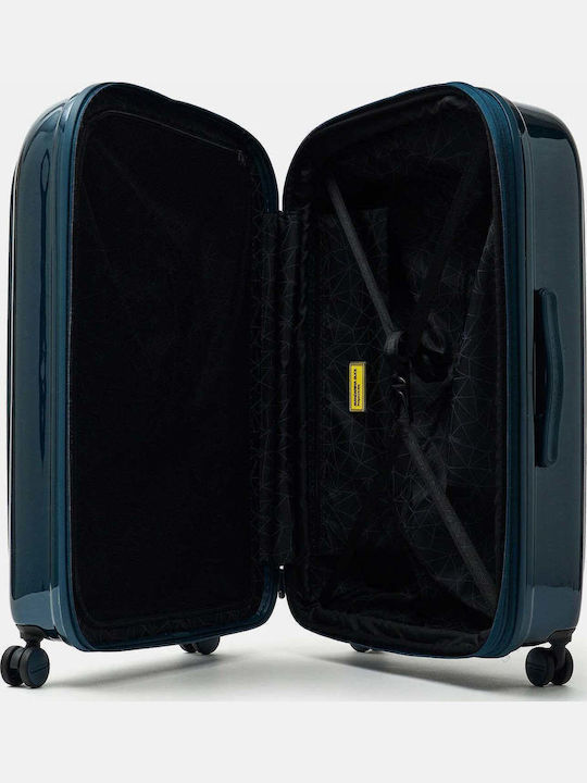 Mandarina Duck Logoduck Large Travel Suitcase Blue/Metallic with 4 Wheels Height 75cm