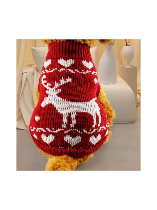 Weihnachtlicher Strickpullover Rentier Rot 20cm Rückenlänge