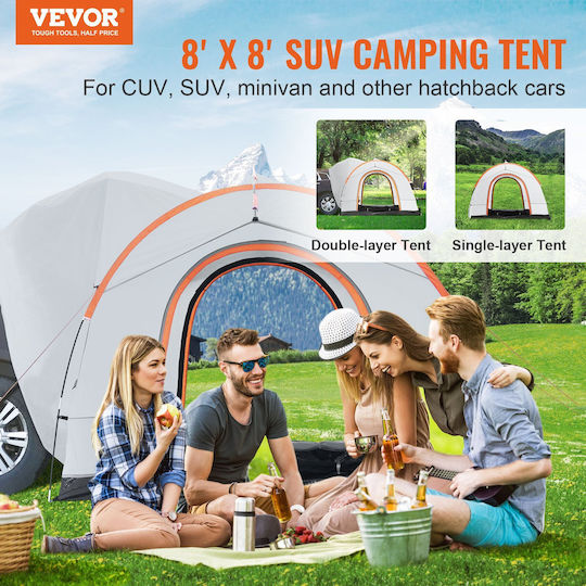 Vevor Cort De Camping Tunel Pentru Automobil Gri Cu Dublu Material 3 Anotimpuri 230 Cm