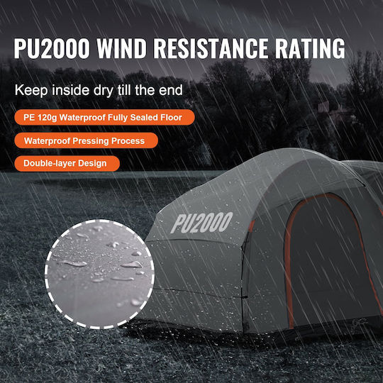Vevor Cort De Camping Tunel Pentru Automobil Gri Cu Dublu Material 3 Anotimpuri 230 Cm