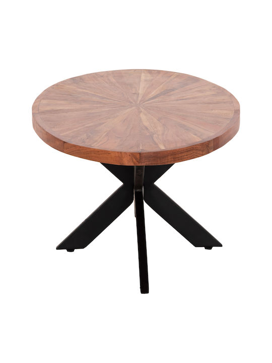 Oval Central Coffee Table Montana Made of Solid Wood Beige W120xD61xH45cm