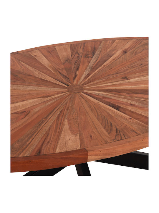 Oval Central Coffee Table Montana Made of Solid Wood Beige W120xD61xH45cm