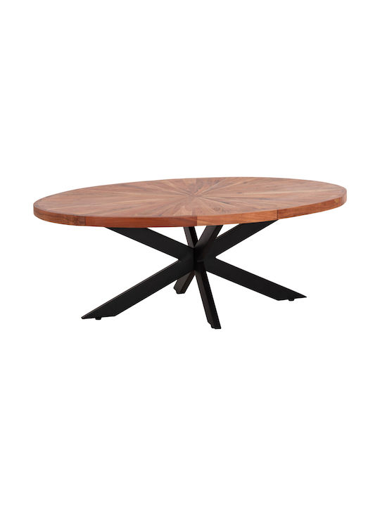 Oval Central Coffee Table Montana Made of Solid Wood Beige W120xD61xH45cm