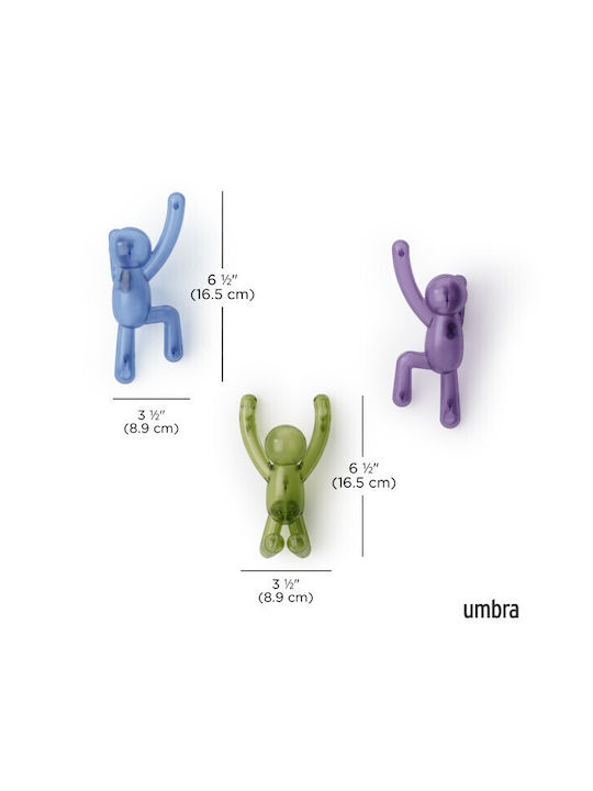 Umbra Polyresin Blue Wall Hanger 7.6x16.5x7.6cm 3 Pieces