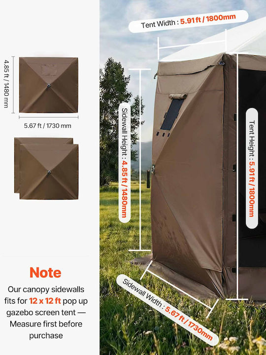 Vevor Garten Gazebo Braun 1,73x1,48m