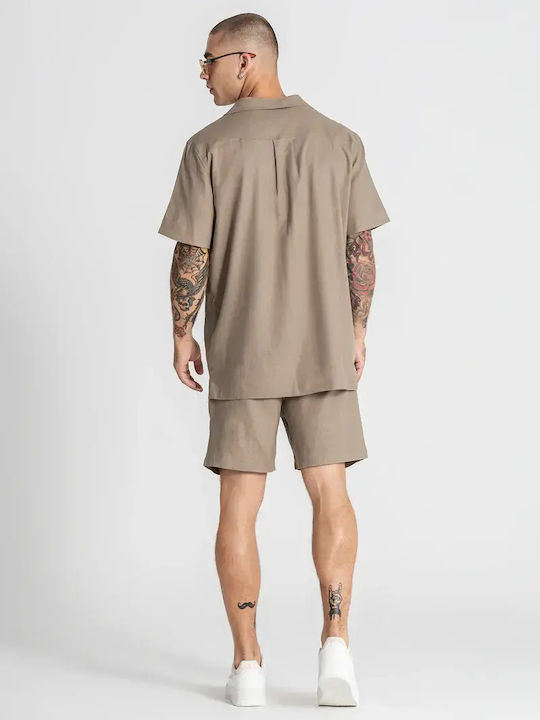 Short Sleeve Linen Shirt Taupe