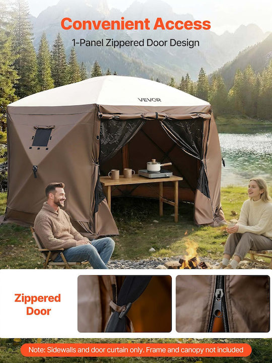 Vevor Tent Wall Brown 1.73 X 1.48 M Waterproof & Sunproof 6 Pieces 1 Door & 2 Windows Outdoor Events Zpsltcbggmstpo0wf001v0