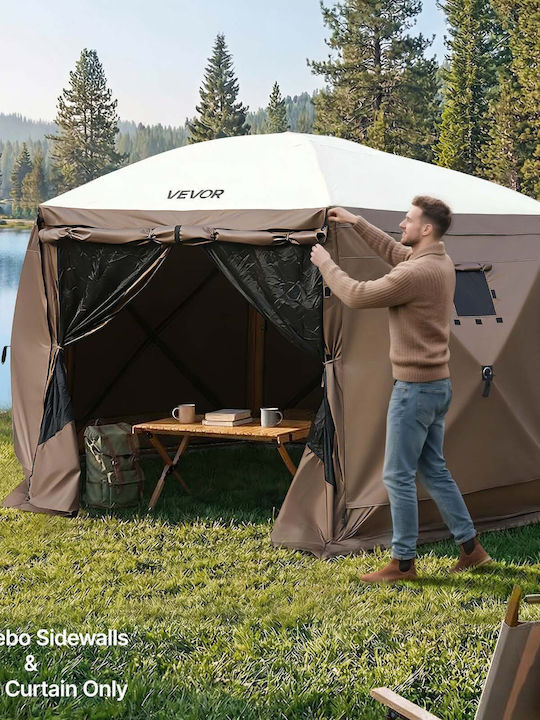 Vevor Tent Wall Brown 1.73 X 1.48 M Waterproof & Sunproof 6 Pieces 1 Door & 2 Windows Outdoor Events Zpsltcbggmstpo0wf001v0