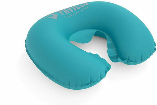 Inflatable Polyester Travel Pillow Turquoise