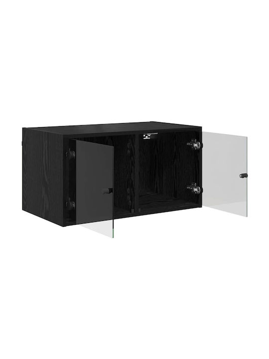 Wall Living Room Cabinet Made of Particle Board Black Oak 68x37x35cm