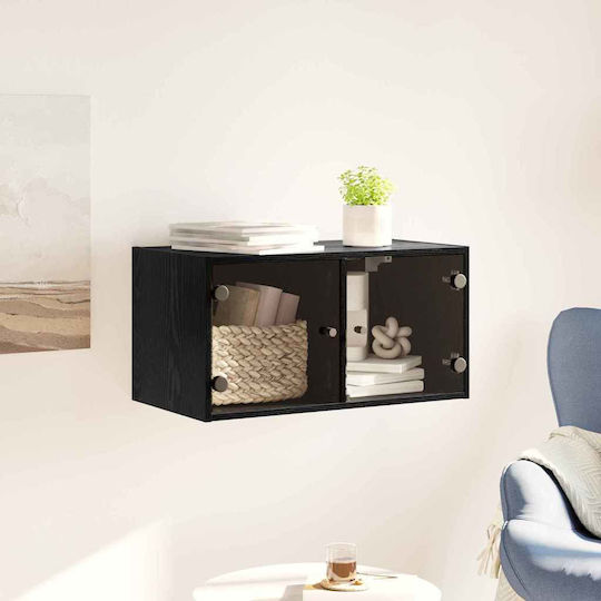 Wall Living Room Cabinet Made of Particle Board Black Oak 68x37x35cm