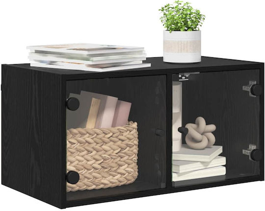Wall Living Room Cabinet Made of Particle Board Black Oak 68x37x35cm