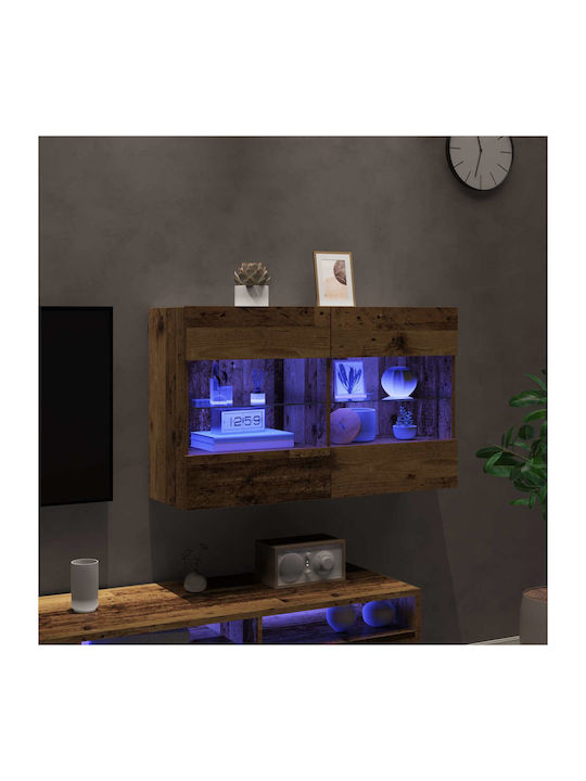 Shelf Wall with LED Old Wood 98.5x30x60.5cm