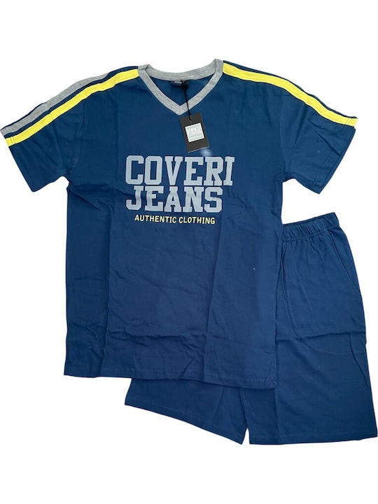 Enrico Coveri Sommer Herrenpyjama Blau