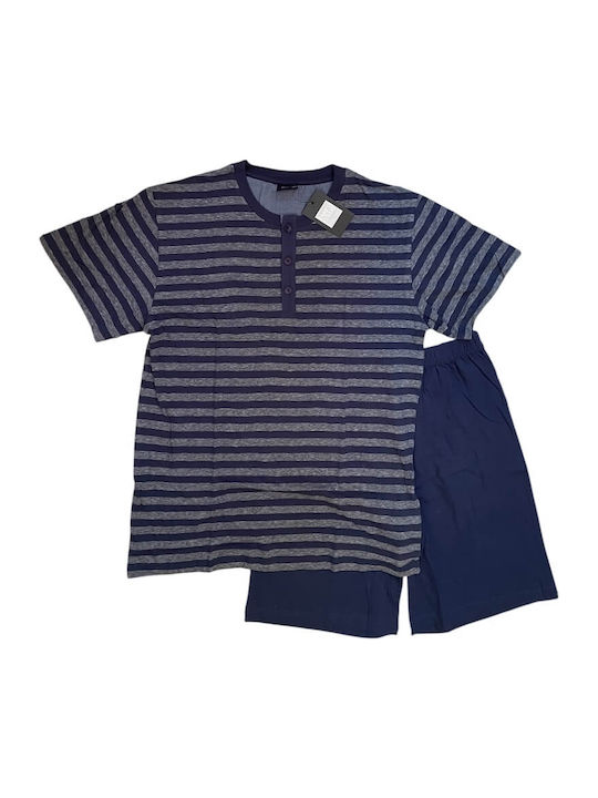 Enrico Coveri Sommer Herrenpyjama Blau-jeans