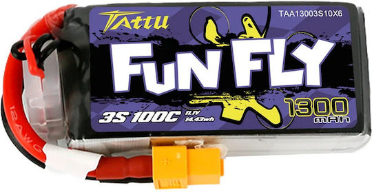 Tattu FunFly Батерия Li-Po 11.1V 1300mAh 100C 3S XT60 за Дрон