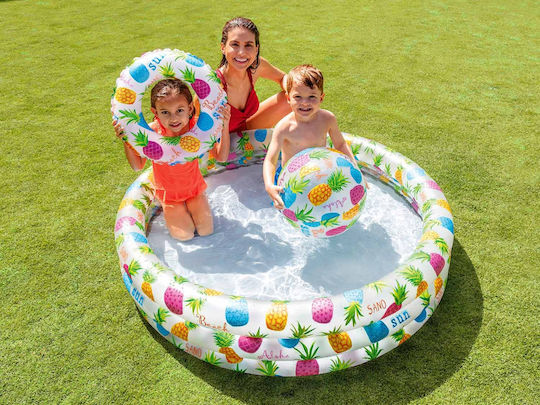 Intex Splash Παιδική Στρογγυλή Πισίνα 248lt Φουσκωτή 132x28εκ. Pineapple Splash