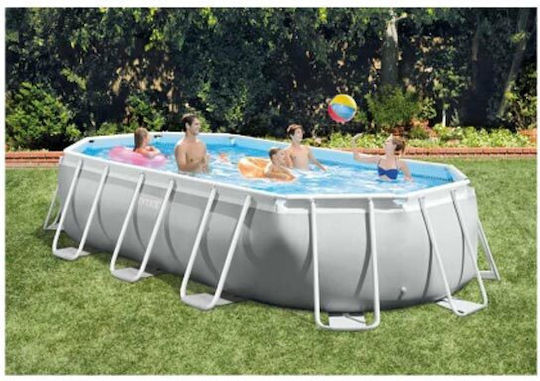 Intex Prism Οβάλ Πισίνα PVC 13365lt με Μεταλλικό Σκελετό 503x274x122εκ. Γκρι