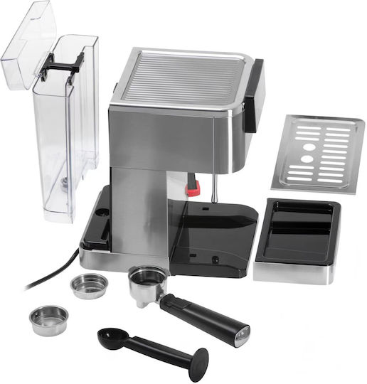 Adler Αυτόματη Μηχανή Espresso 1350W Πίεσης 20bar Ασημί AD 4390