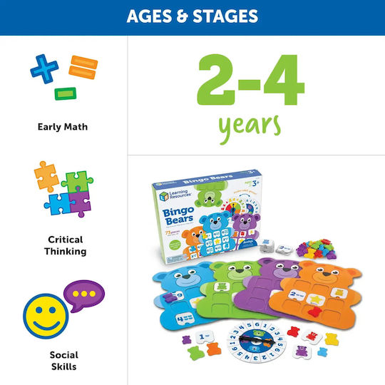 Επιτραπέζιο Παιχνίδι My First Bingo Game - Happy Little Bears 3+ Ετών Learning Resources