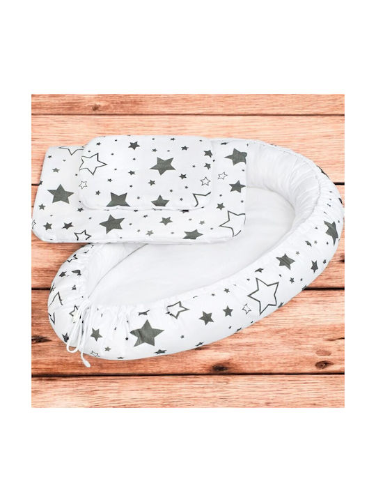 New Baby Βρεφικό Μαξιλάρι Φωλιά Stars Λευκό