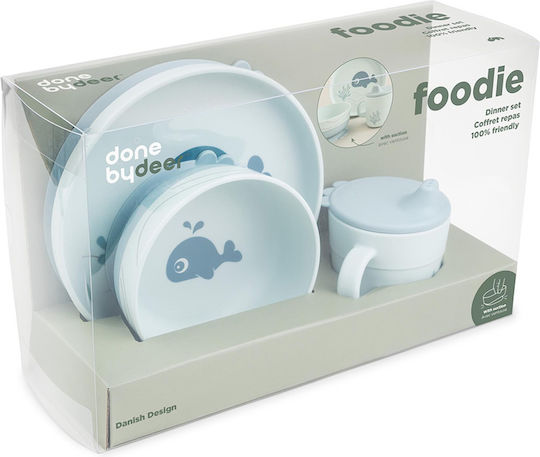 Done by Deer Feeding Set Wally made of Plastic with Non-Slip Base Blue 3pcs