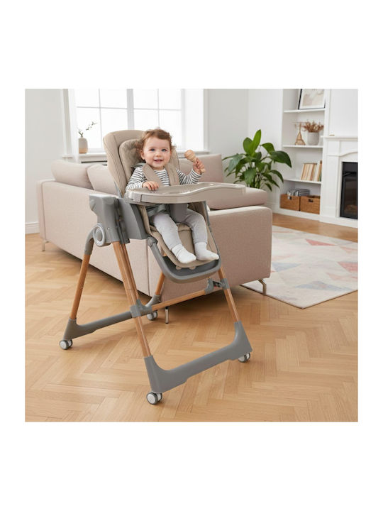 Bebe Stars Serenna Foldable Highchair 2 in 1 with Adjustable Height Mocha