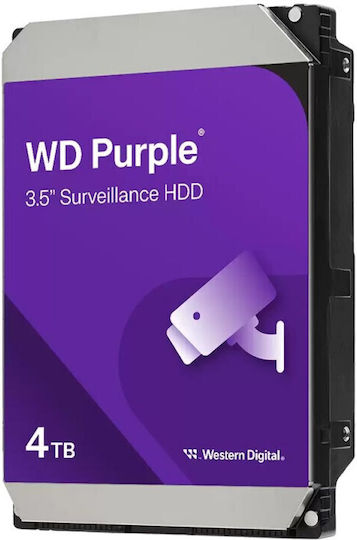 Western Digital Purple 4TB HDD Σκληρός Δίσκος 3.5" SATA III 5400rpm με 128MB Cache για Καταγραφικό WD44PURZ
