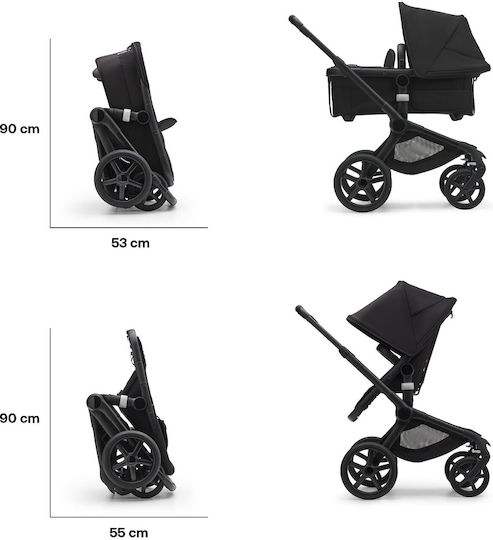 Bugaboo Fox 5 Ρυθμιζόμενο Καρότσι Μωρού Kατάλληλο για Nεογέννητο Graphite Midnight Black