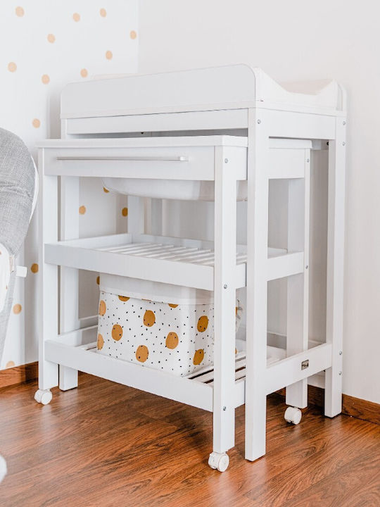 Childhome Παιδικό Καλάθι Αποθήκευσης από Ύφασμα Canvas Gold Dots Λευκό 32x32x29cm