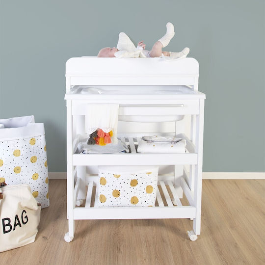 Childhome Παιδικό Καλάθι Αποθήκευσης από Ύφασμα Canvas Gold Dots Λευκό 32x32x29cm