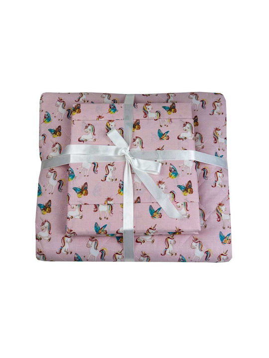 Astron Italy Single Cotton Sheet Set with Elastic Band Unicorn Fly 105x200cm 2 Pieces