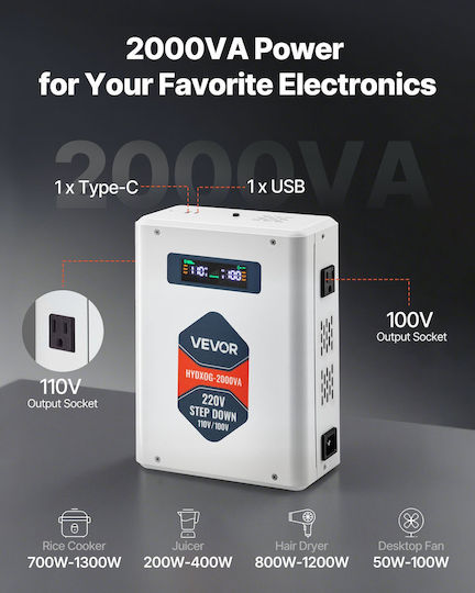 Vevor DXDYZHQJY110IDWO5001V7 Voltage Converter DC/DC 220V to 220V