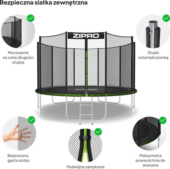 Zipro Trampolines Outdoor Diameter 374cm with Net