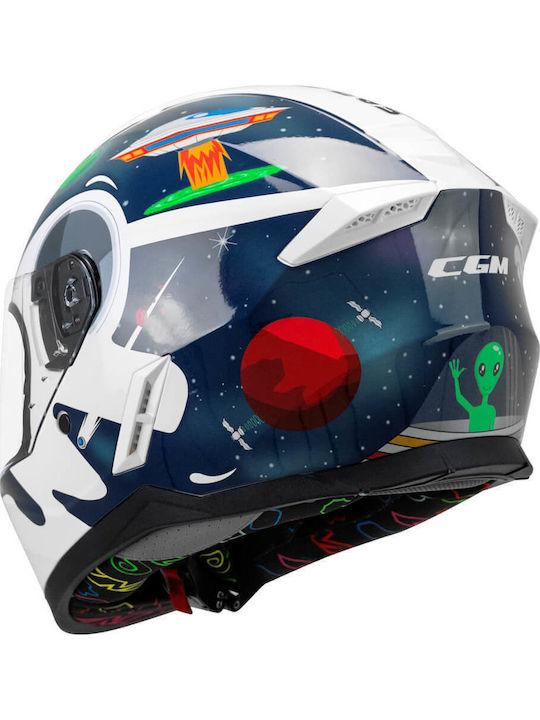 CGM Micro Space 265S Blau / Weiß Kinder Motorradhelm Jet ECE 22.06 1100gr