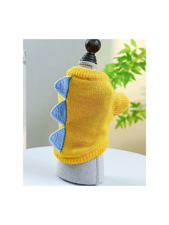 Full Body Clothing for Dogs Dinosaur Sweater in Yellow Color