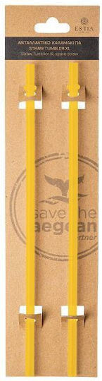 Estia Straw Tumbler XL Strohhalm für Thermos 900ml aus Kunststoff Beerenhell 2τμχ Gelb