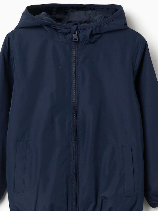 Kinder Freizeitjacke Winddicht mit Kapuze Marineblau