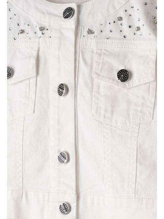 Kids Denim Short Coat White