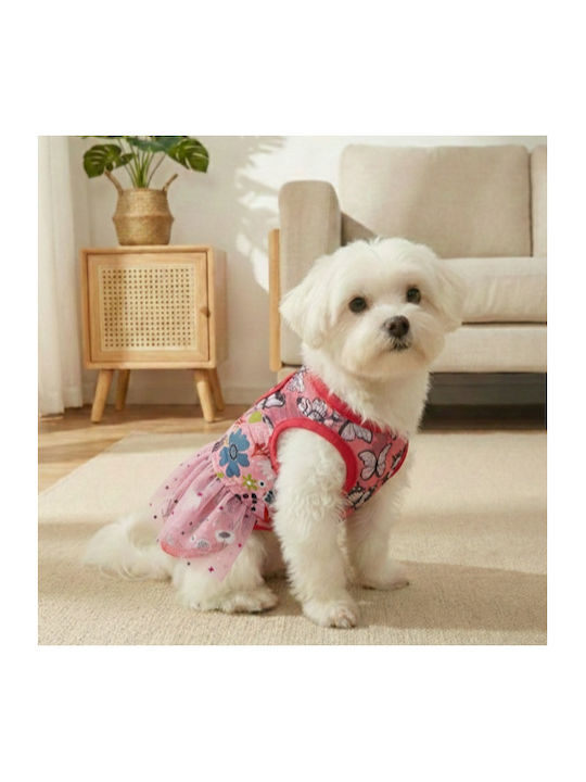 Bonnie Small Pink Floral Dog Dress with Tulle Skirt and Stars