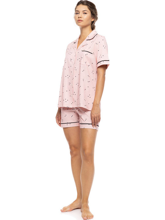 Pink Label Set De Pijamale Dama De Vară Roz Pink Label Set De Pijamale Dama De Vară Roz