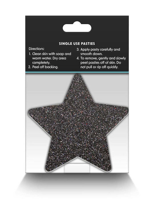 Ns Novelties Pretty Pasties Star Glitter Glow Black & Gold