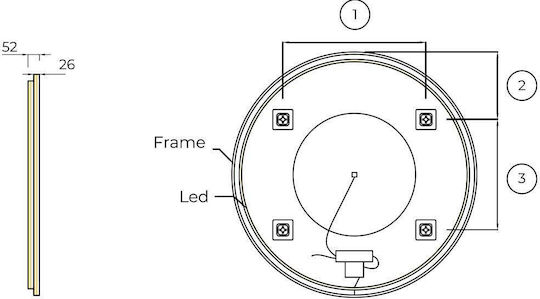 Imex TORI037/60MK Στρογγυλός Led από Μέταλλο 60x60cm Καφέ