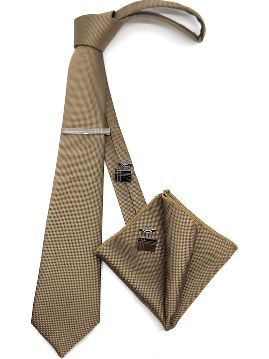 Life Style Butiken Set of Men's Printed Ties in Beige Colour