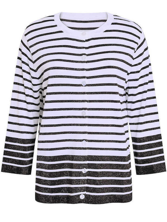 Celestino Women's Cardigan Striped Metallic Loose Fit Black