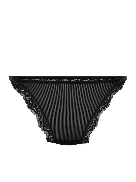 Kaiden Hohe Taille Damen-Slip Brasil mit Spitze Schwarz